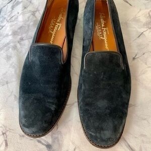 Salvatore Ferragamo Black Suede Loafers